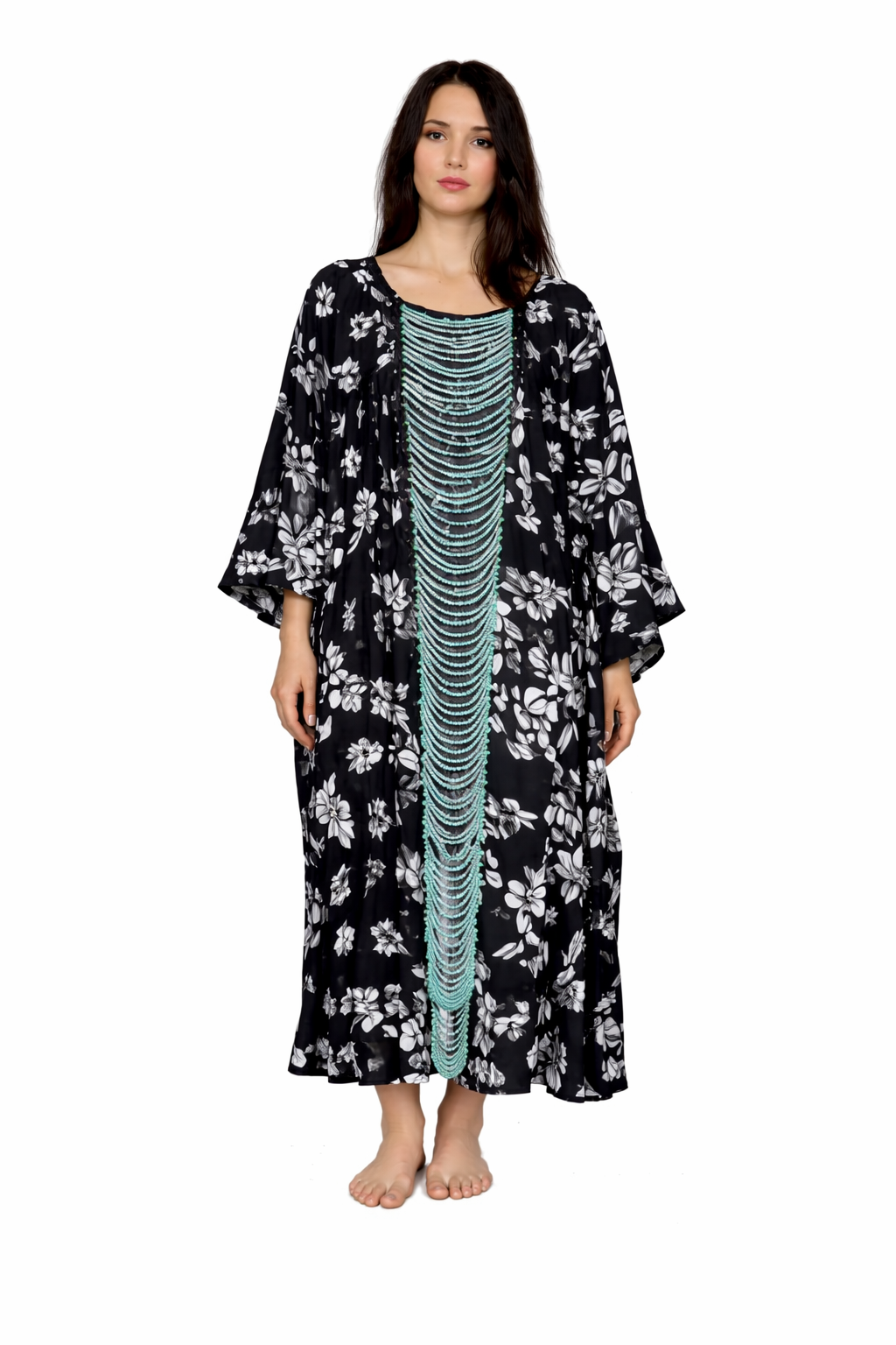 Ocean Bloom Beaded Kaftan